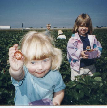 Berry field and girls